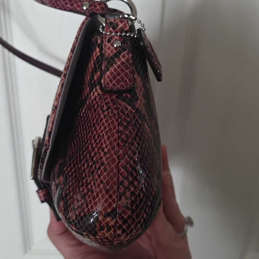 Coach Soho Python Embossed Crossbody/Shoulder Bag in Burgundy Leather - Picture 3 of 12
